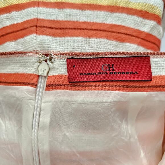 CAROLINA HERERRA Multicolor Striped Mini Skirt with Pockets & Zip Closure Sz 4 - Picture 7 of 16